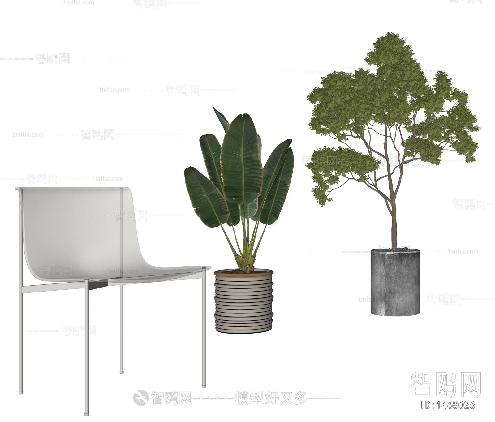 Modern Potted Green Plant