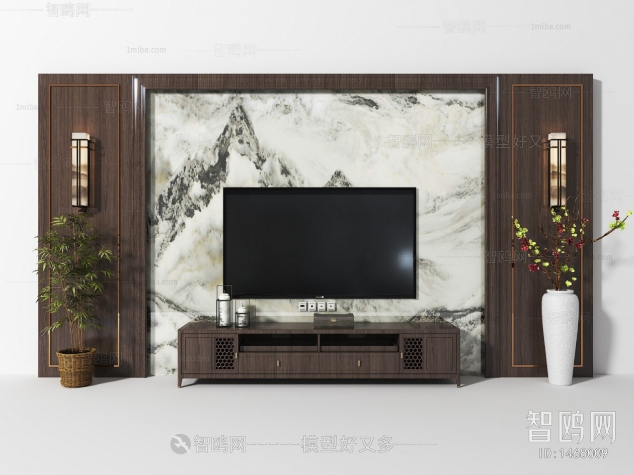 中式电视柜背景墙