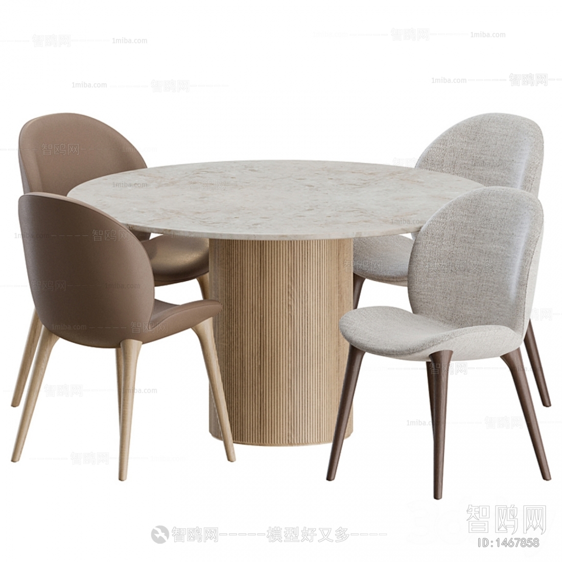 现代北欧圆形餐桌椅