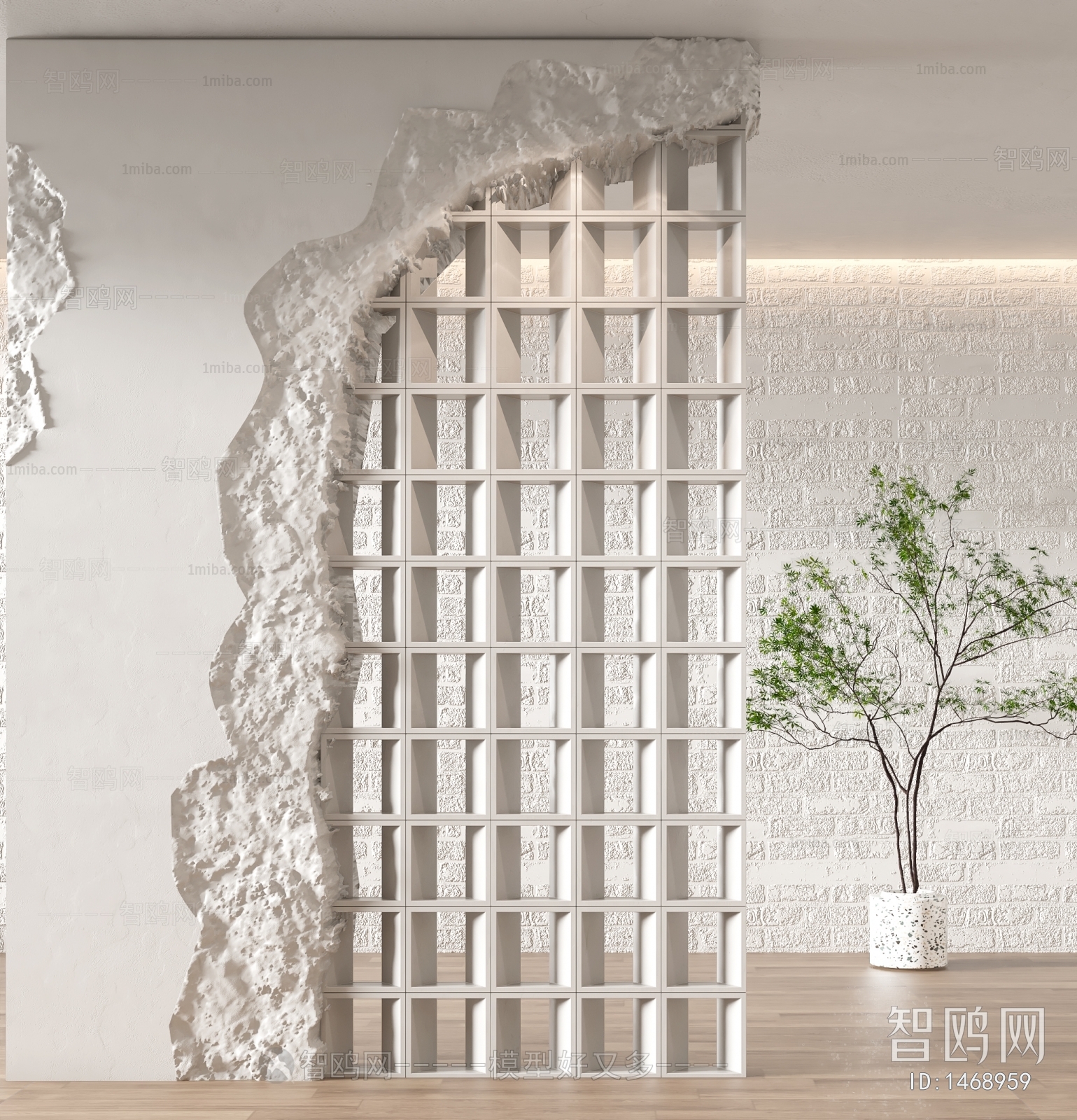 Wabi-sabi Style Cement Brick Screen Partition