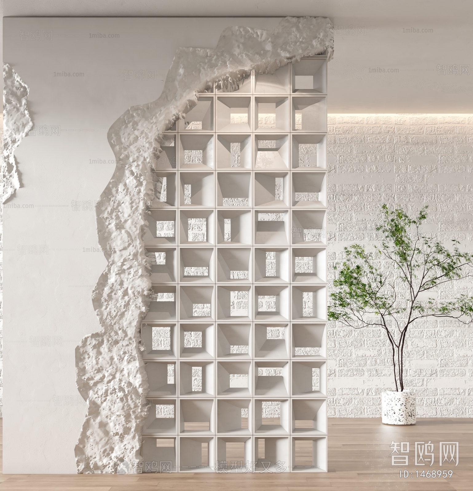 Wabi-sabi Style Cement Brick Screen Partition