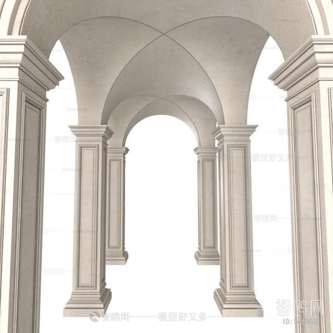 欧式古典罗马柱拱门十字穹顶