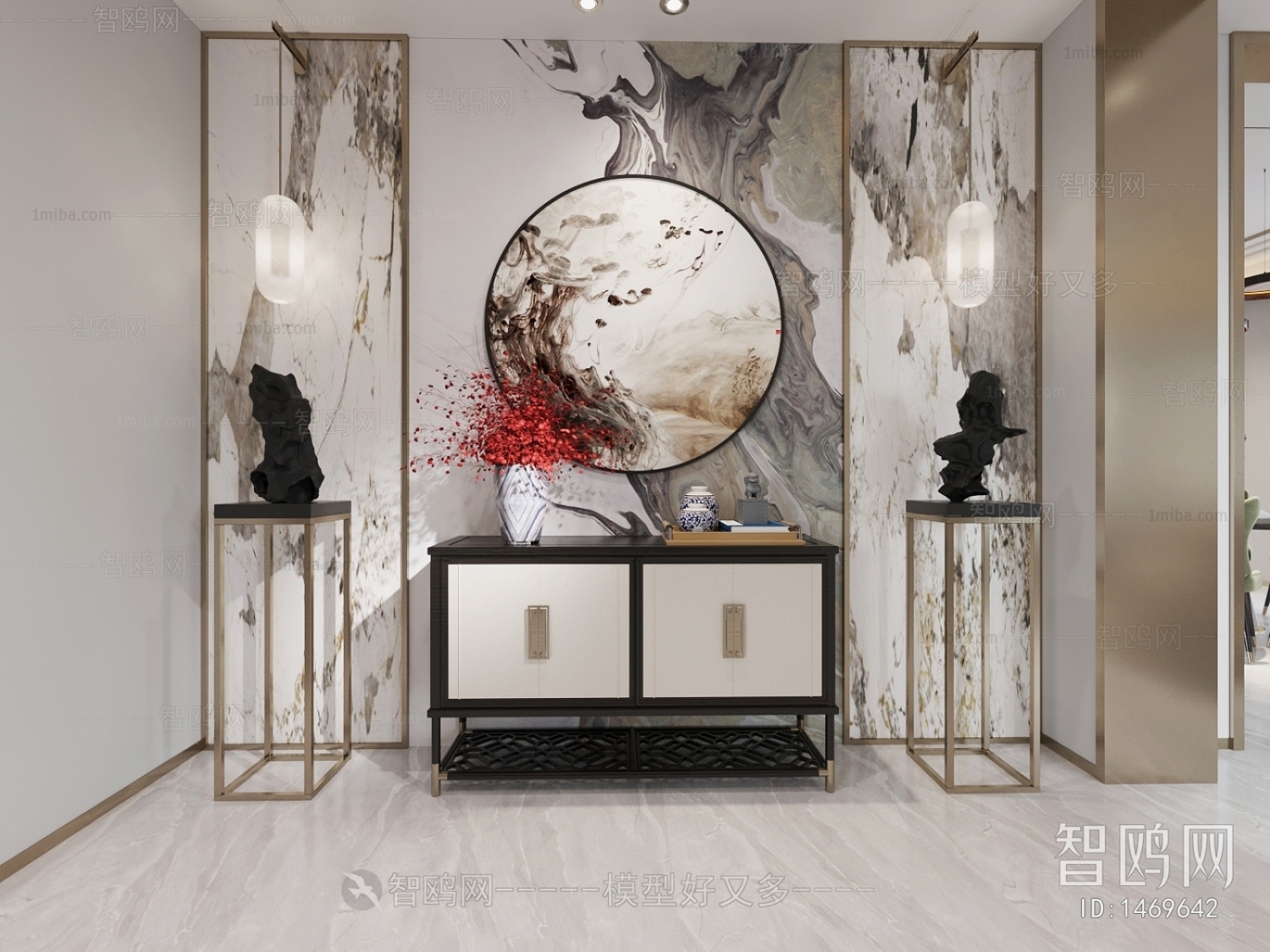 New Chinese Style Entrance Cabinet