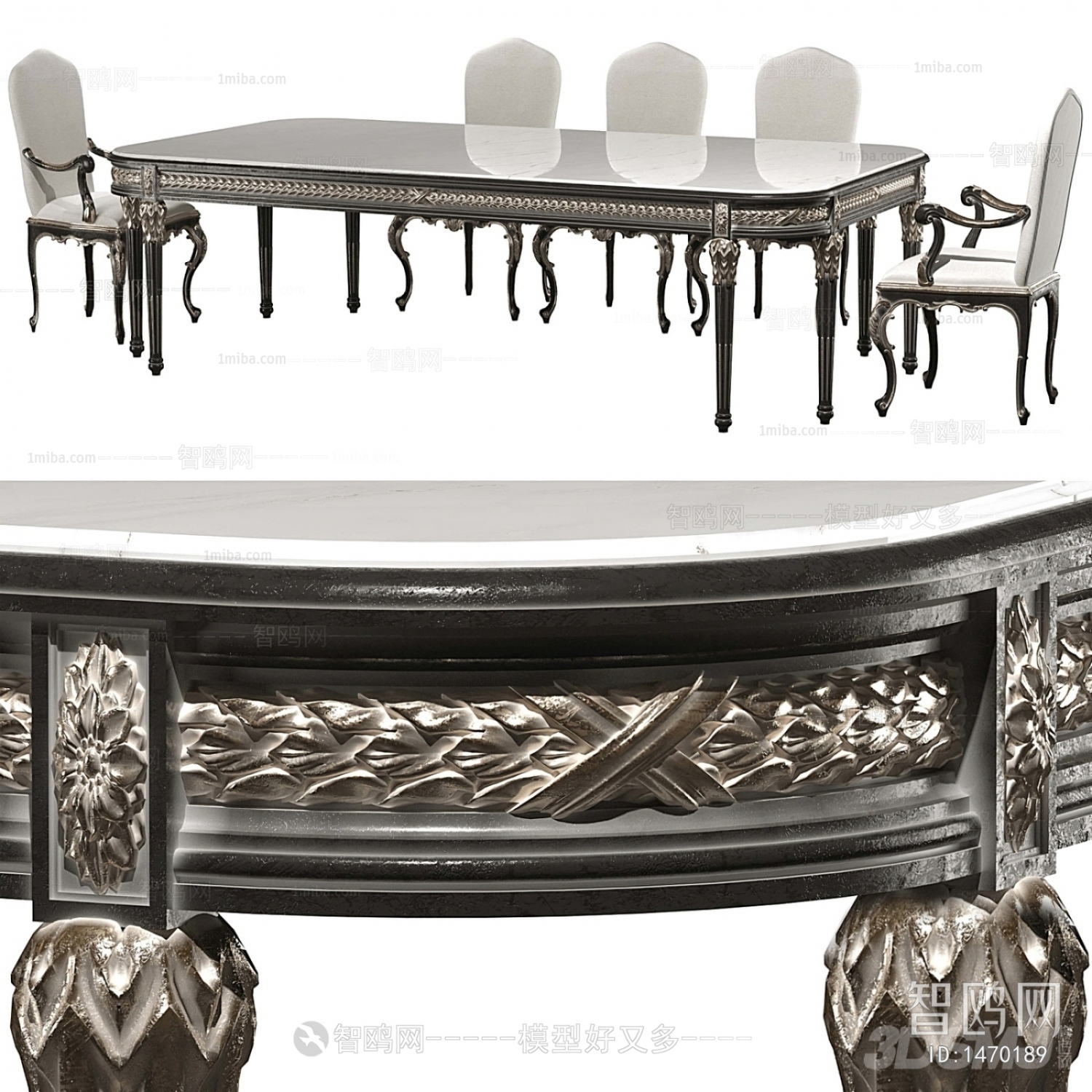 法式古典雕花餐桌椅