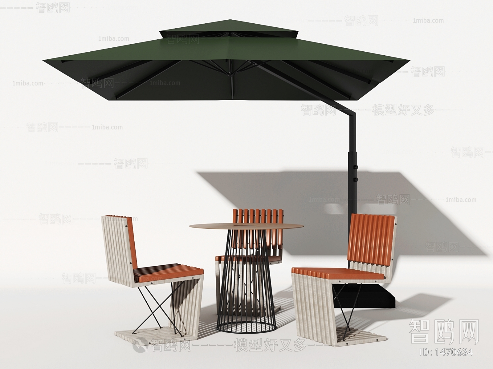 现代户外桌椅太阳伞组合