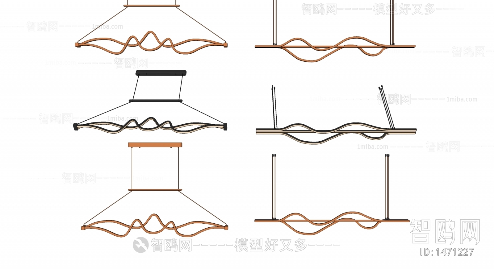 现代新中式长条吊灯