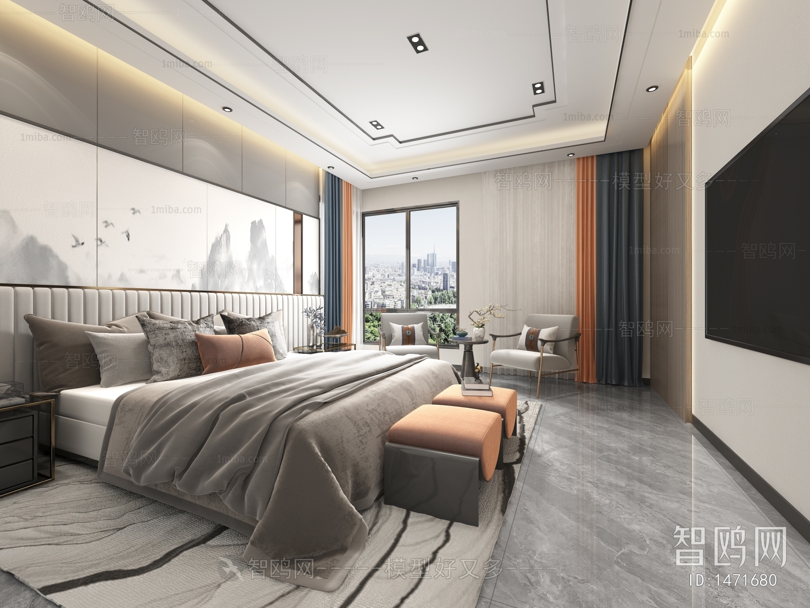 New Chinese Style Bedroom