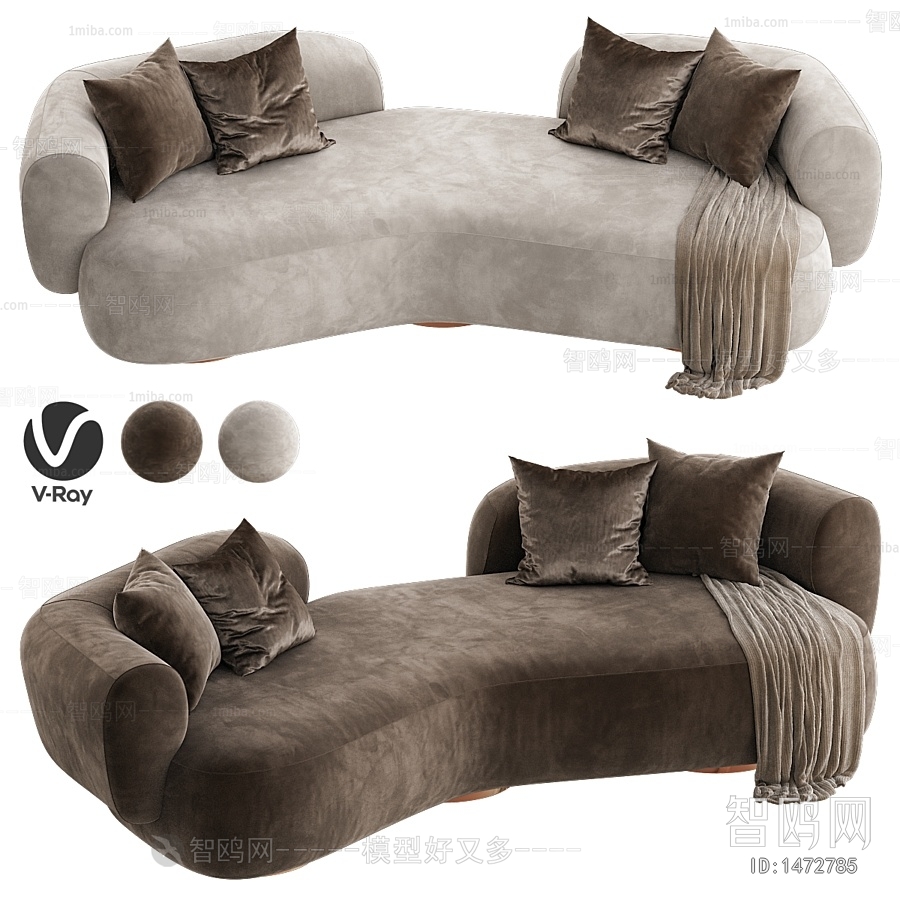 Modern Wabi-sabi Style Shaped Sofa