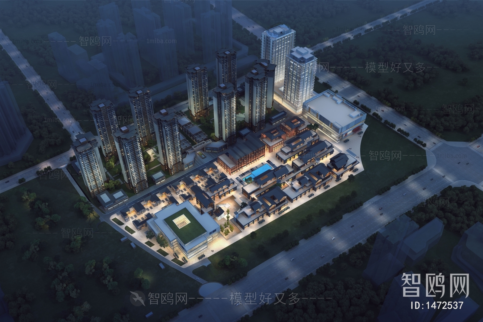 New Chinese Style Architectural Bird's-eye View Planning