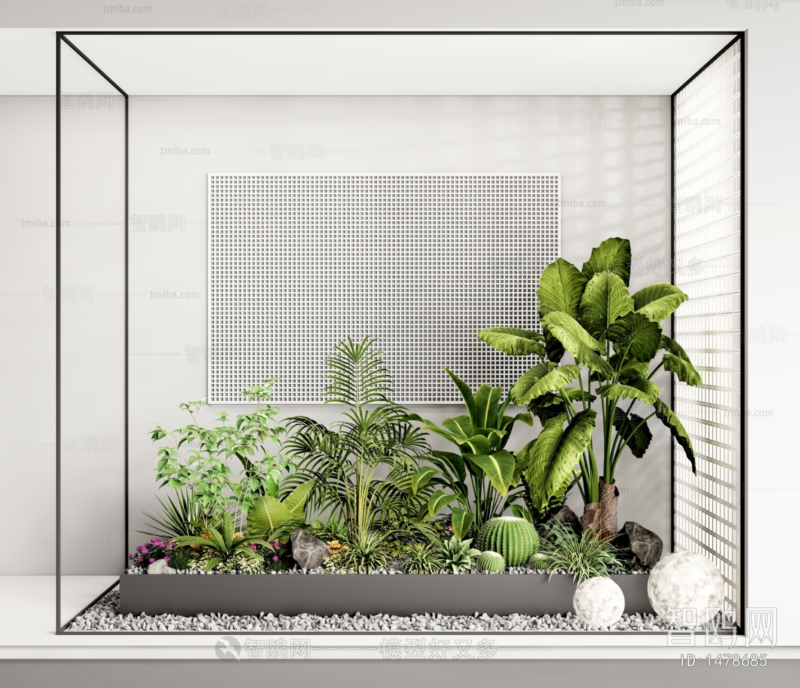 现代室内景观植物小品 植物堆