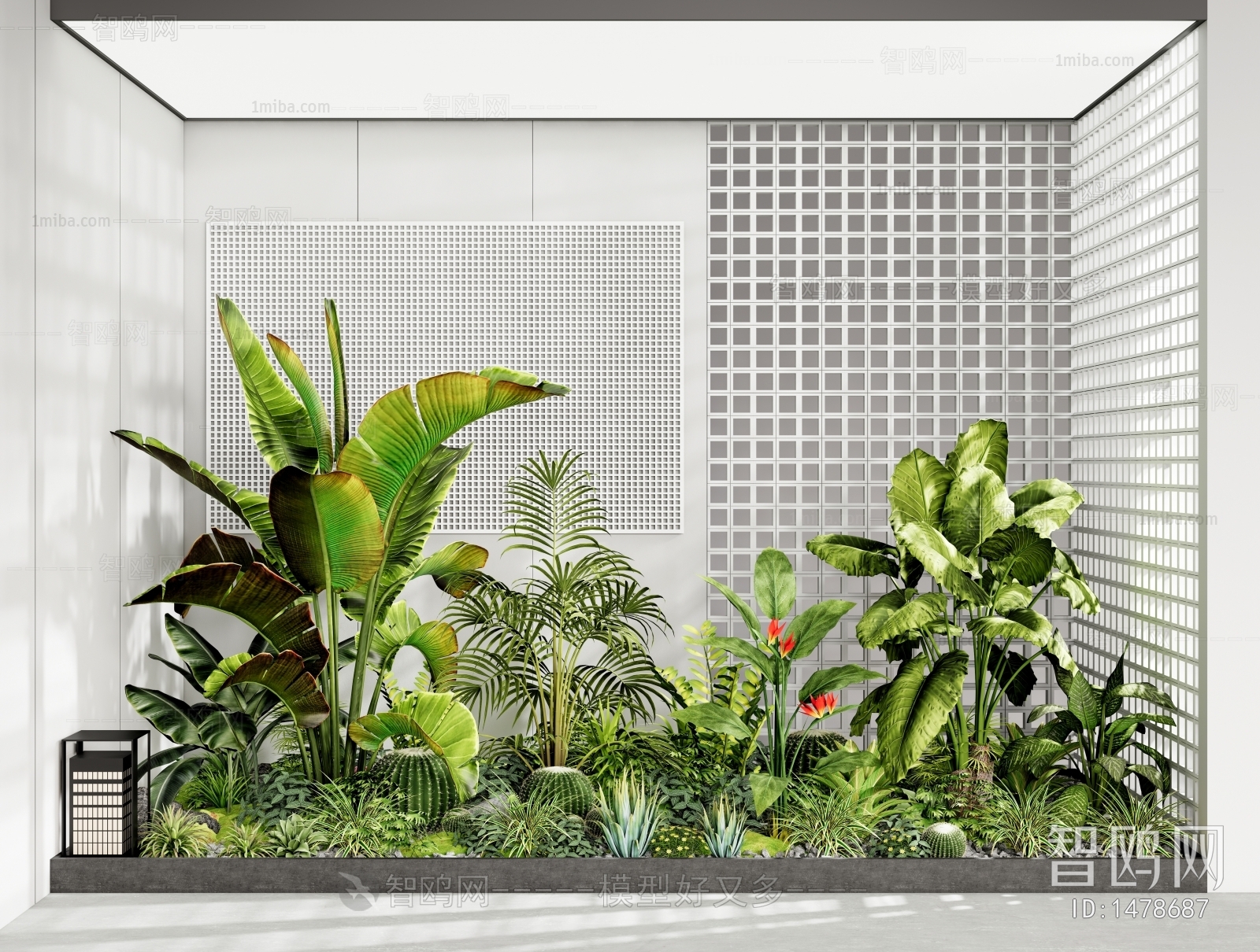 现代室内景观植物小品 植物堆