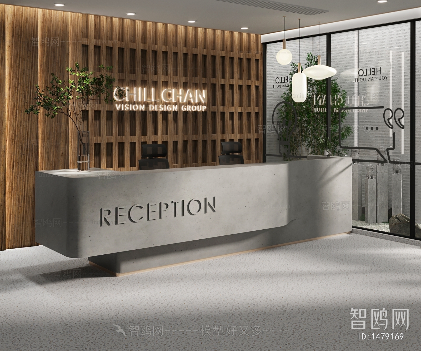 Wabi-sabi Style Office Reception Desk