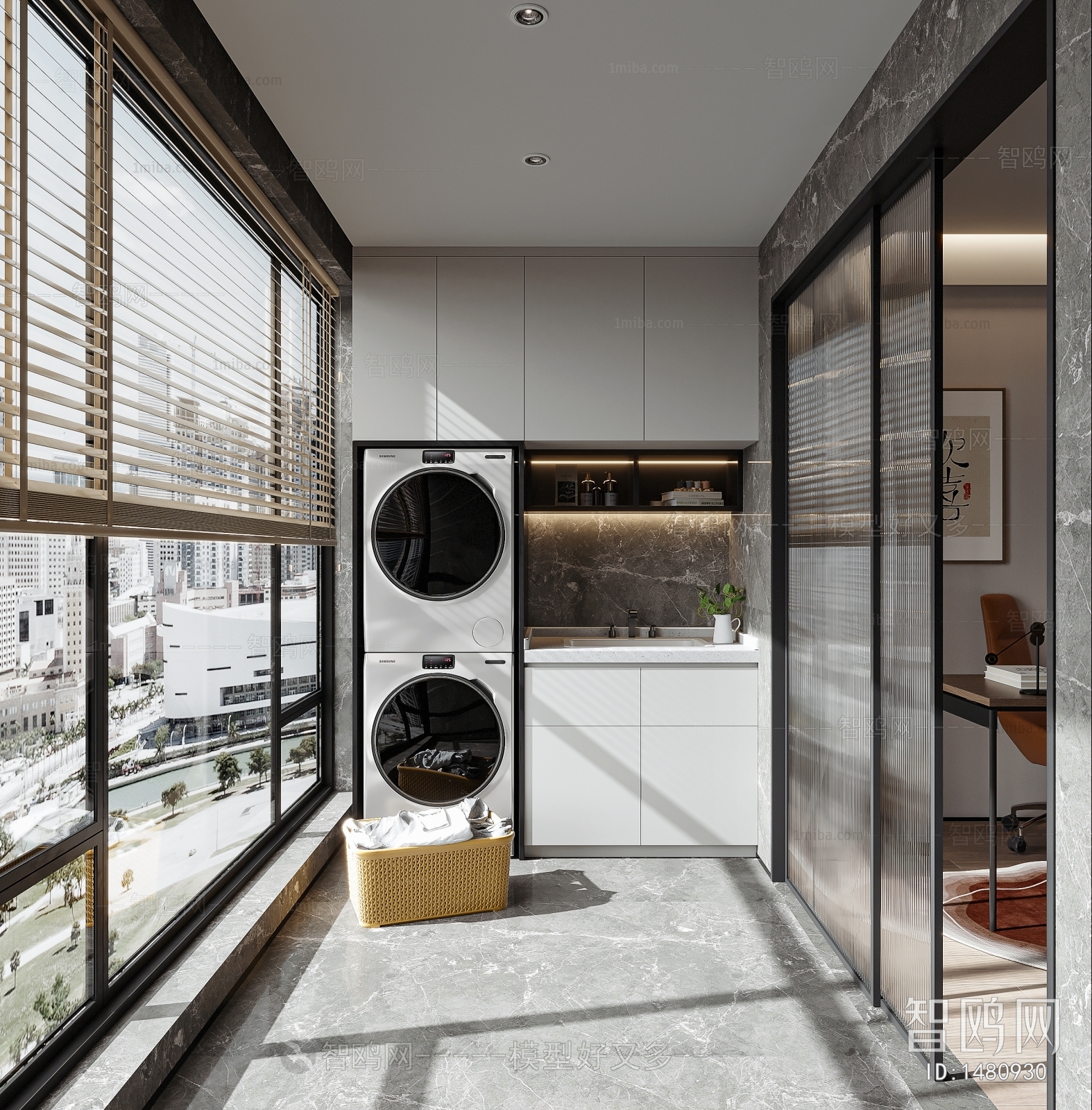 现代阳台洗衣房- 建E网3D模型下载网