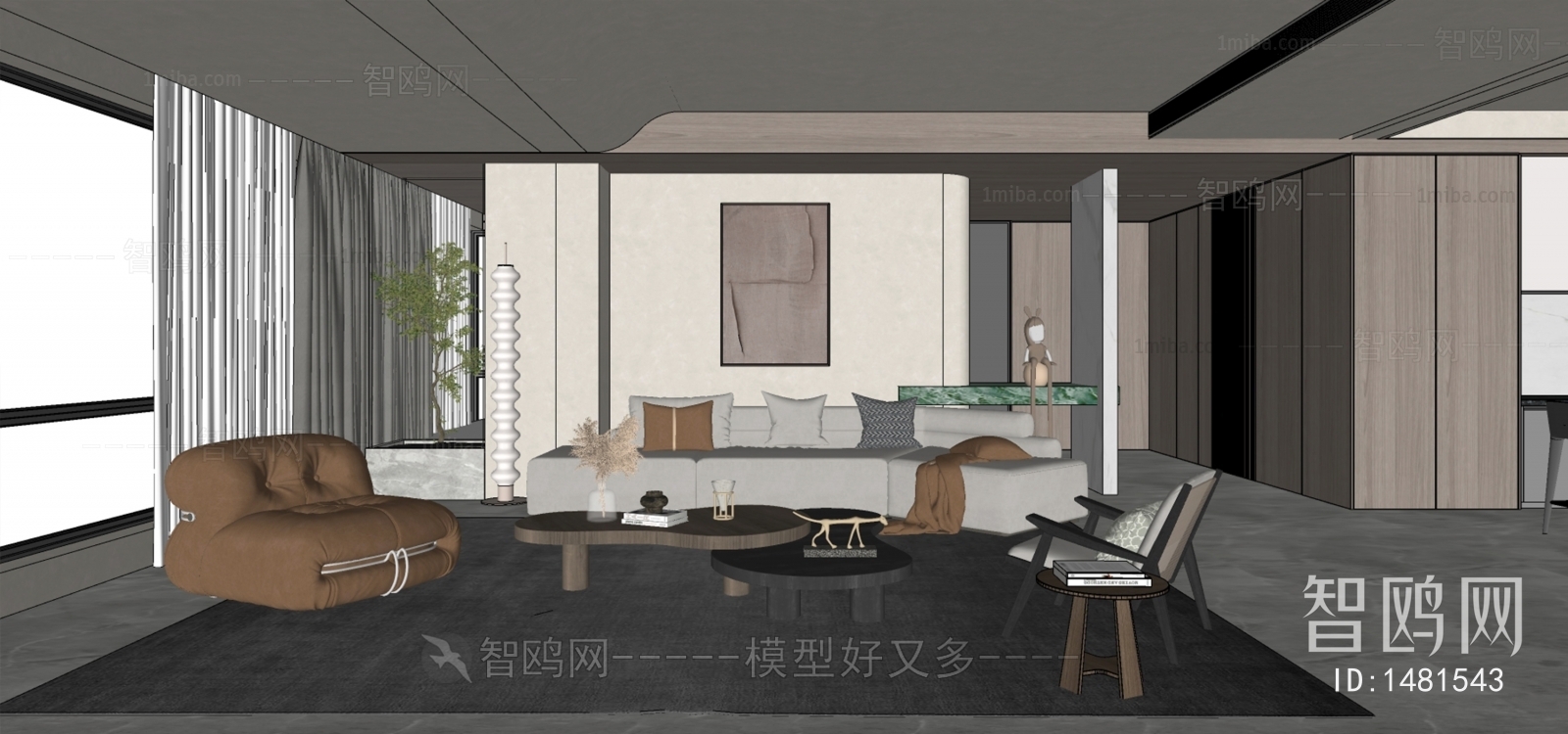 Modern Wabi-sabi Style A Living Room