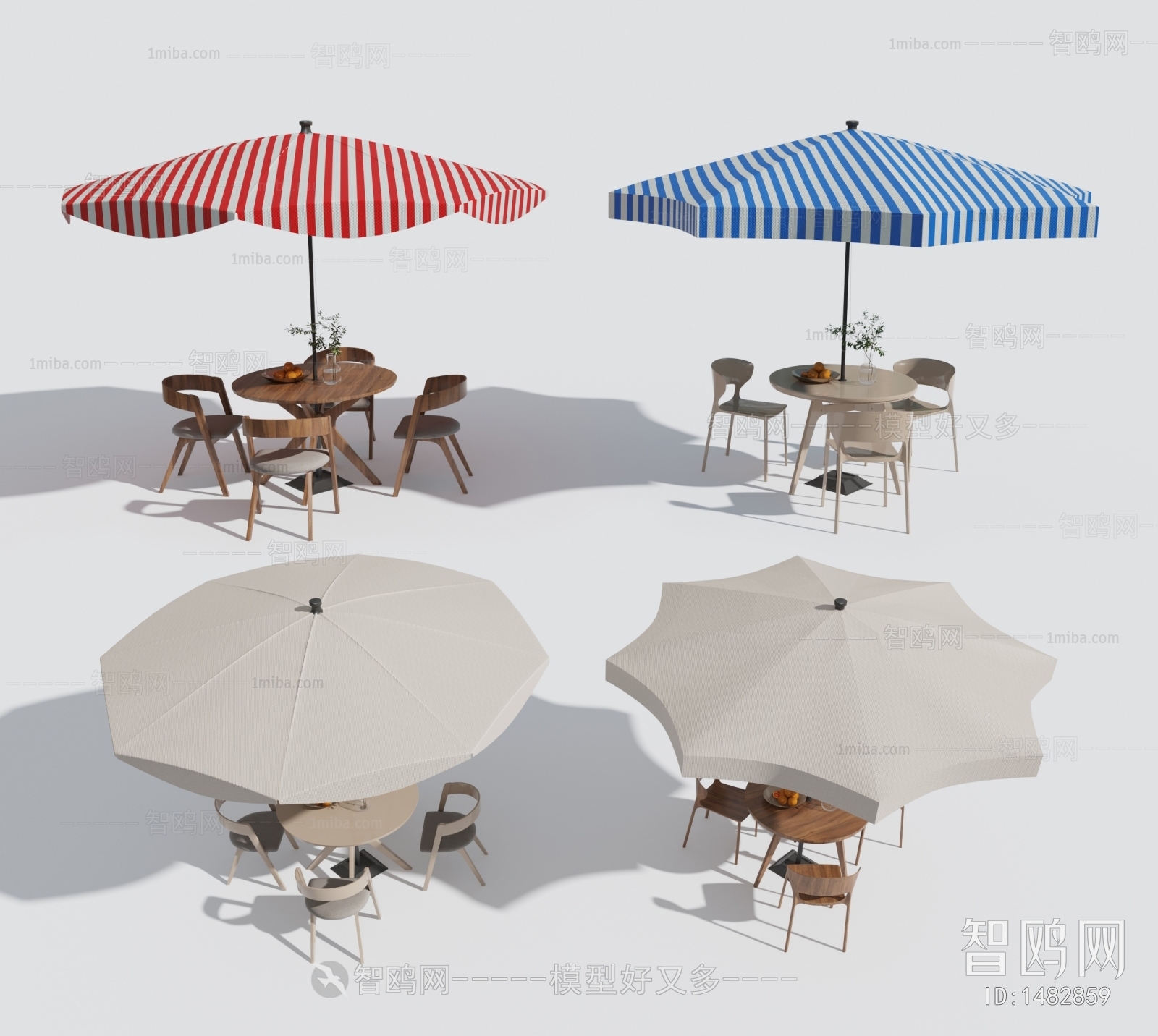 现代遮阳伞户外桌椅
