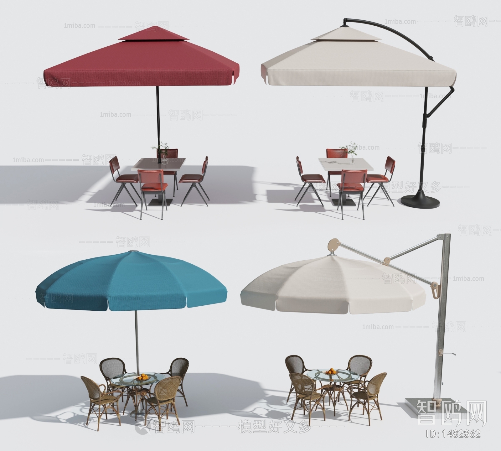 现代遮阳伞户外桌椅