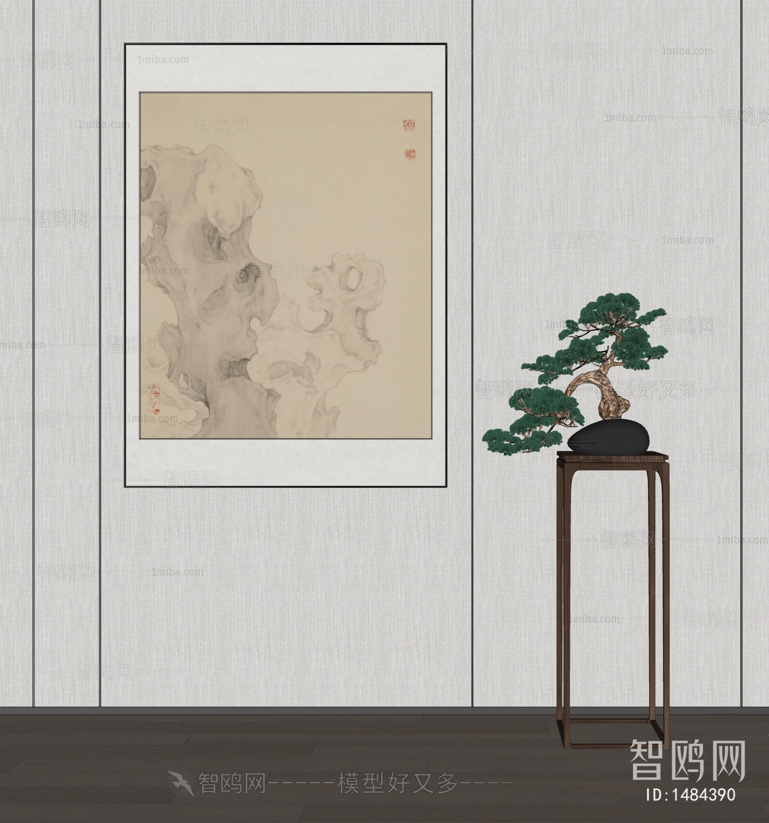 新中式太湖石禅意装饰画