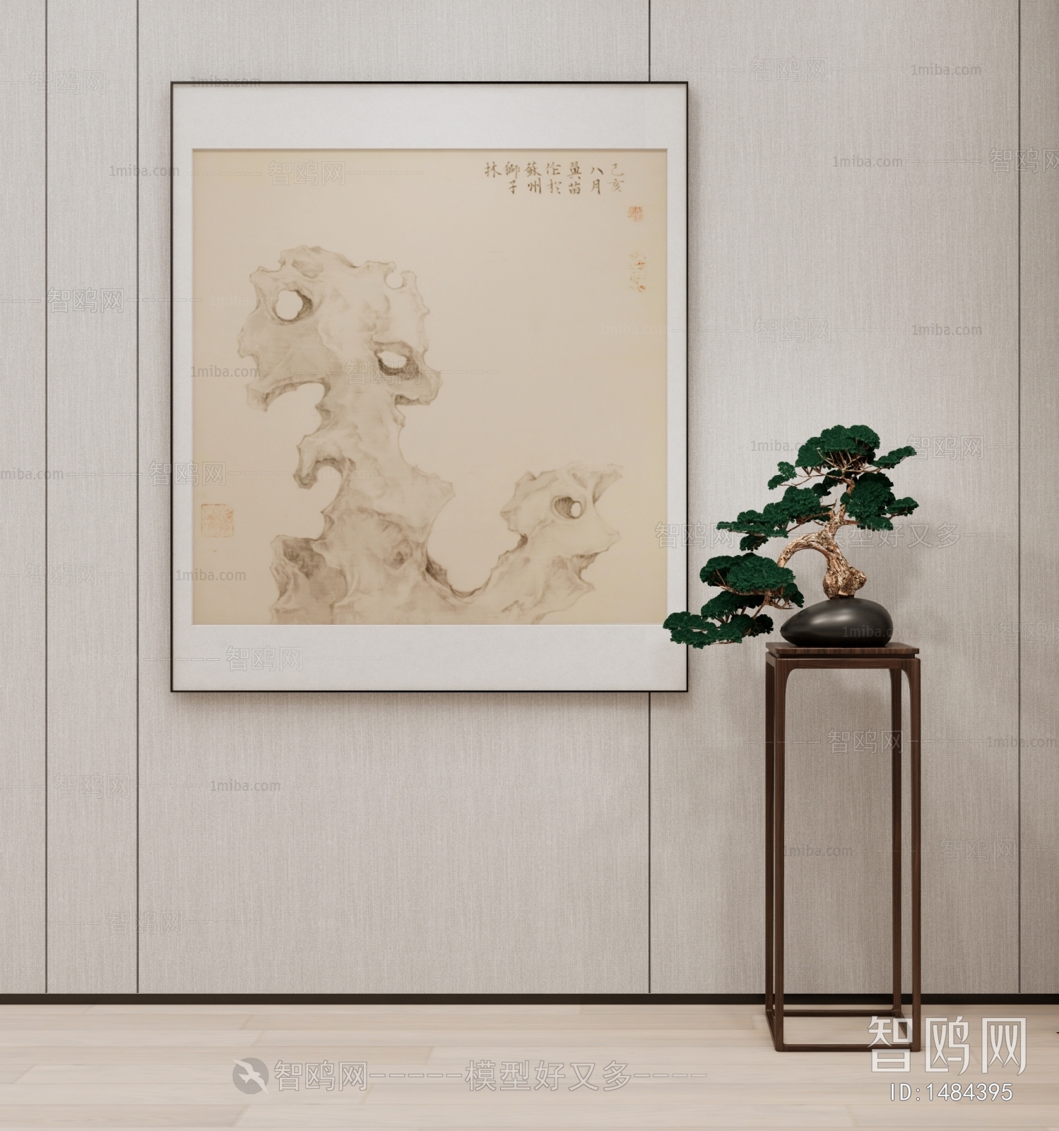 新中式太湖石禅意装饰画