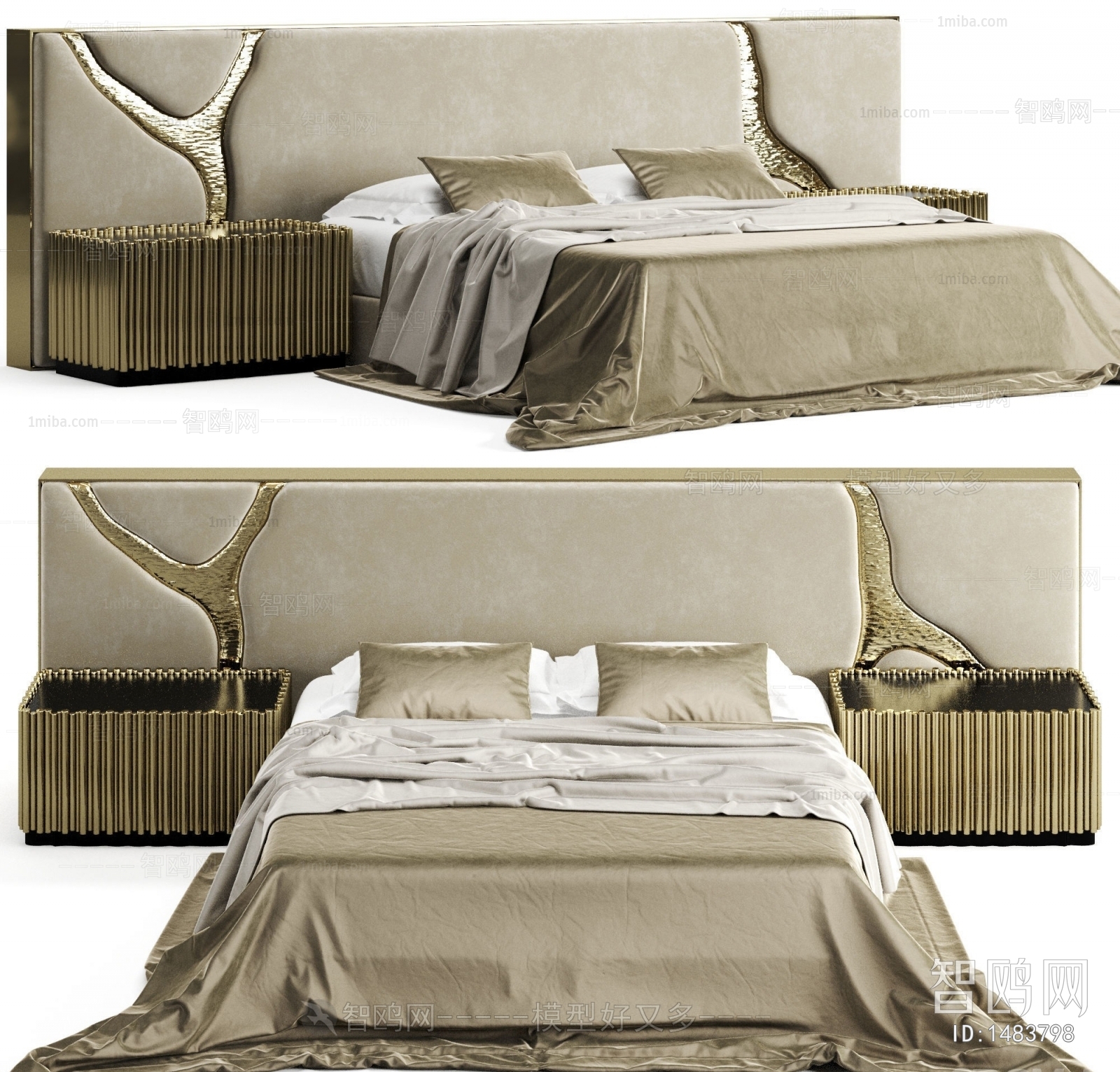 Simple European Style Double Bed