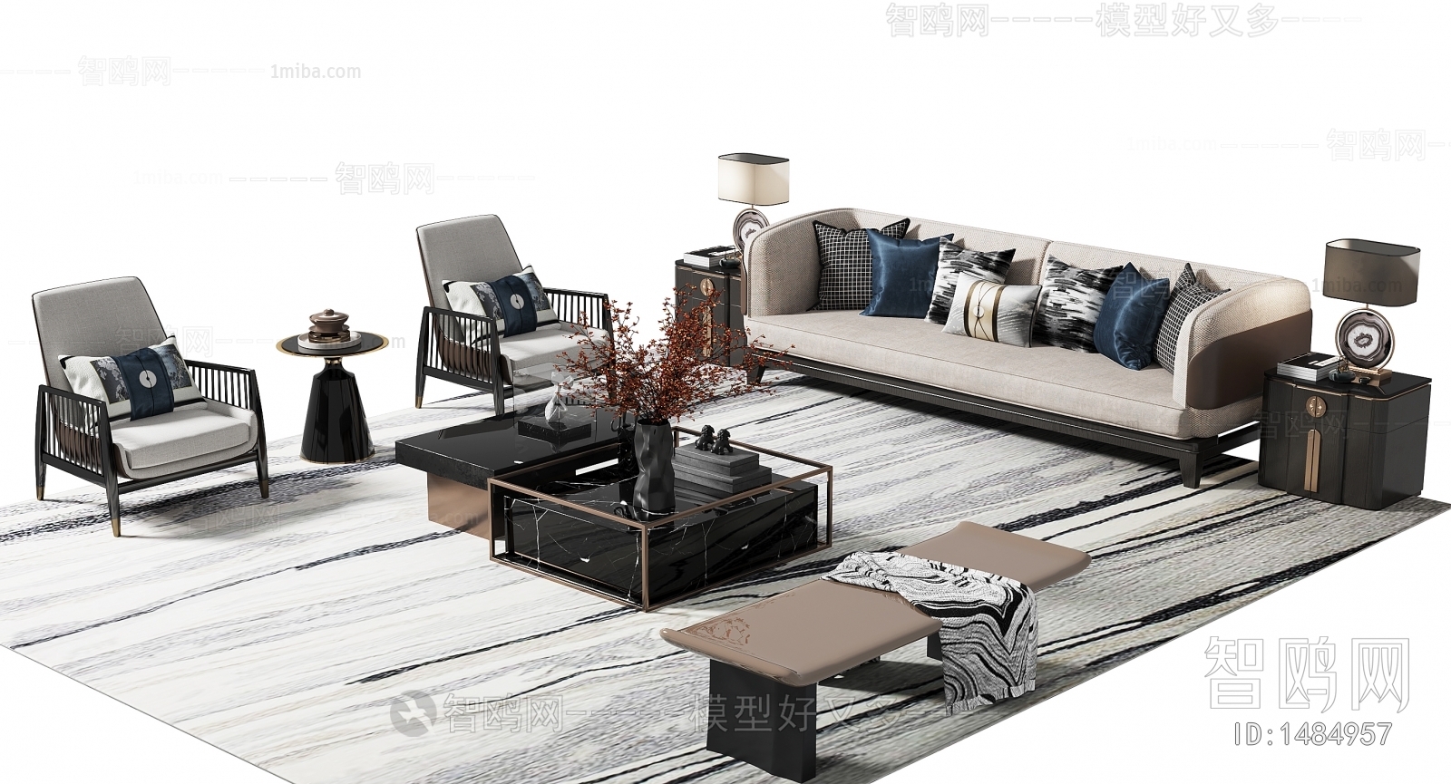 New Chinese Style Sofa Combination