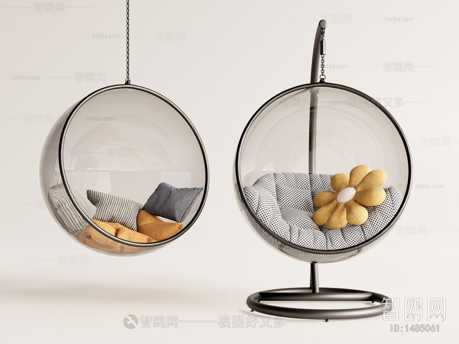 现代玻璃半球吊椅