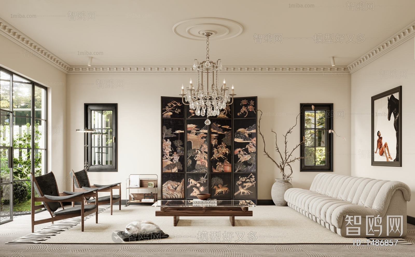 American Style Wabi-sabi Style A Living Room
