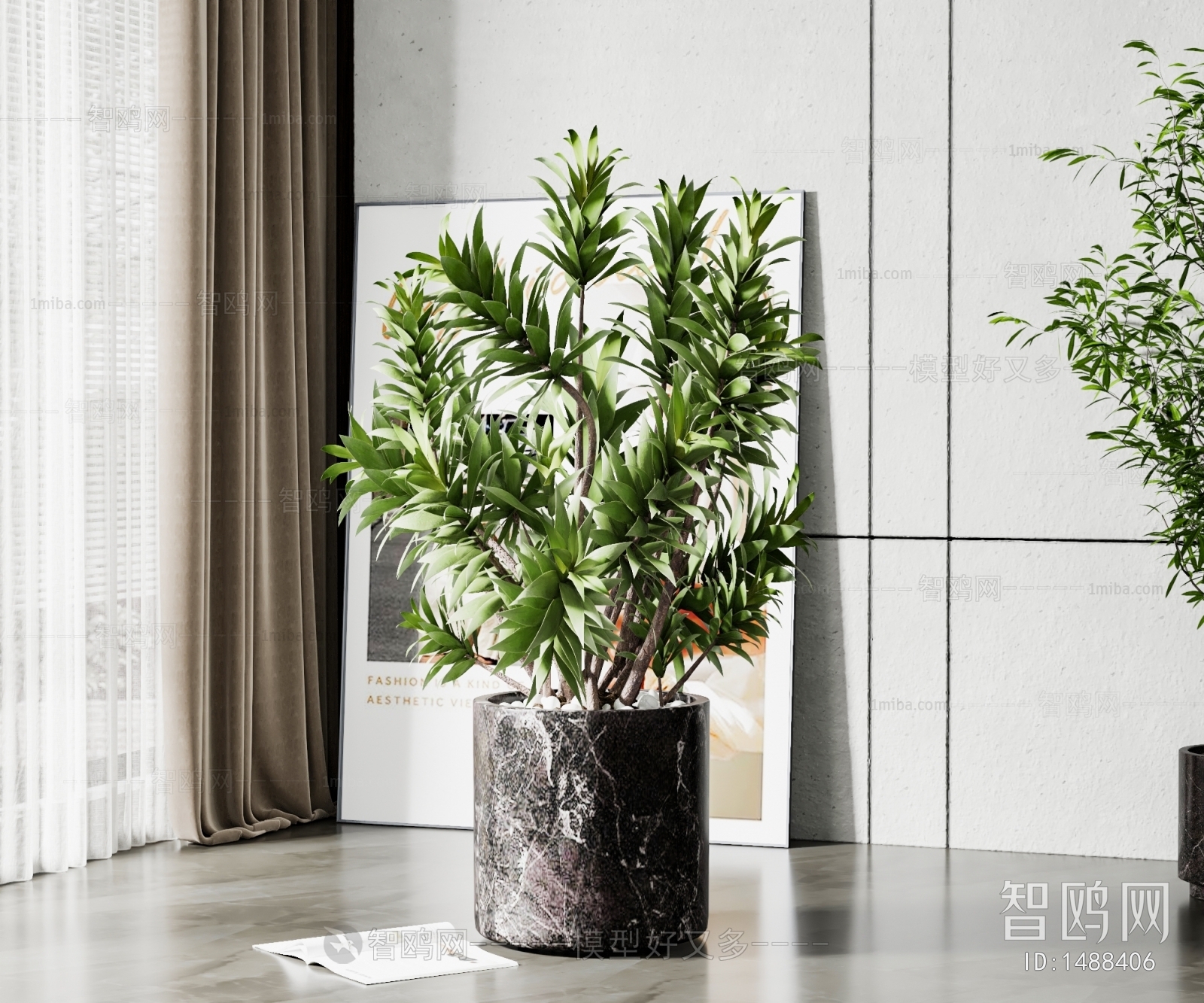 Modern Potted Green Plant