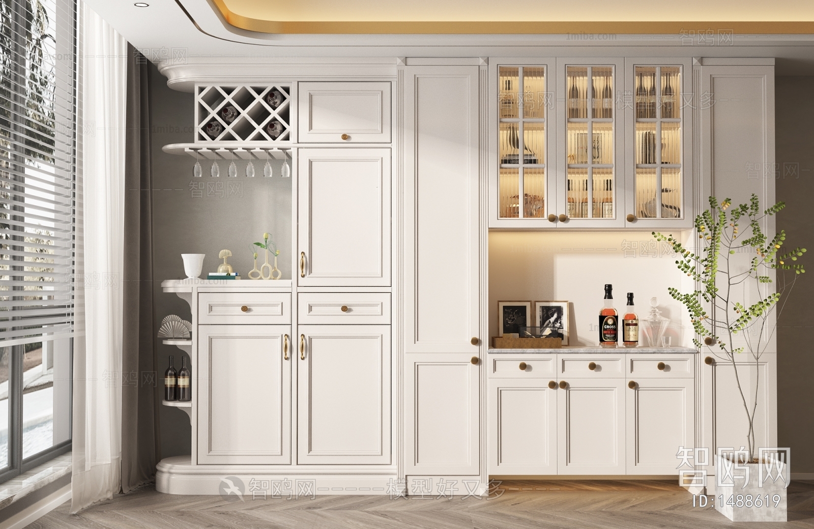 Simple European Style Wine Cabinet