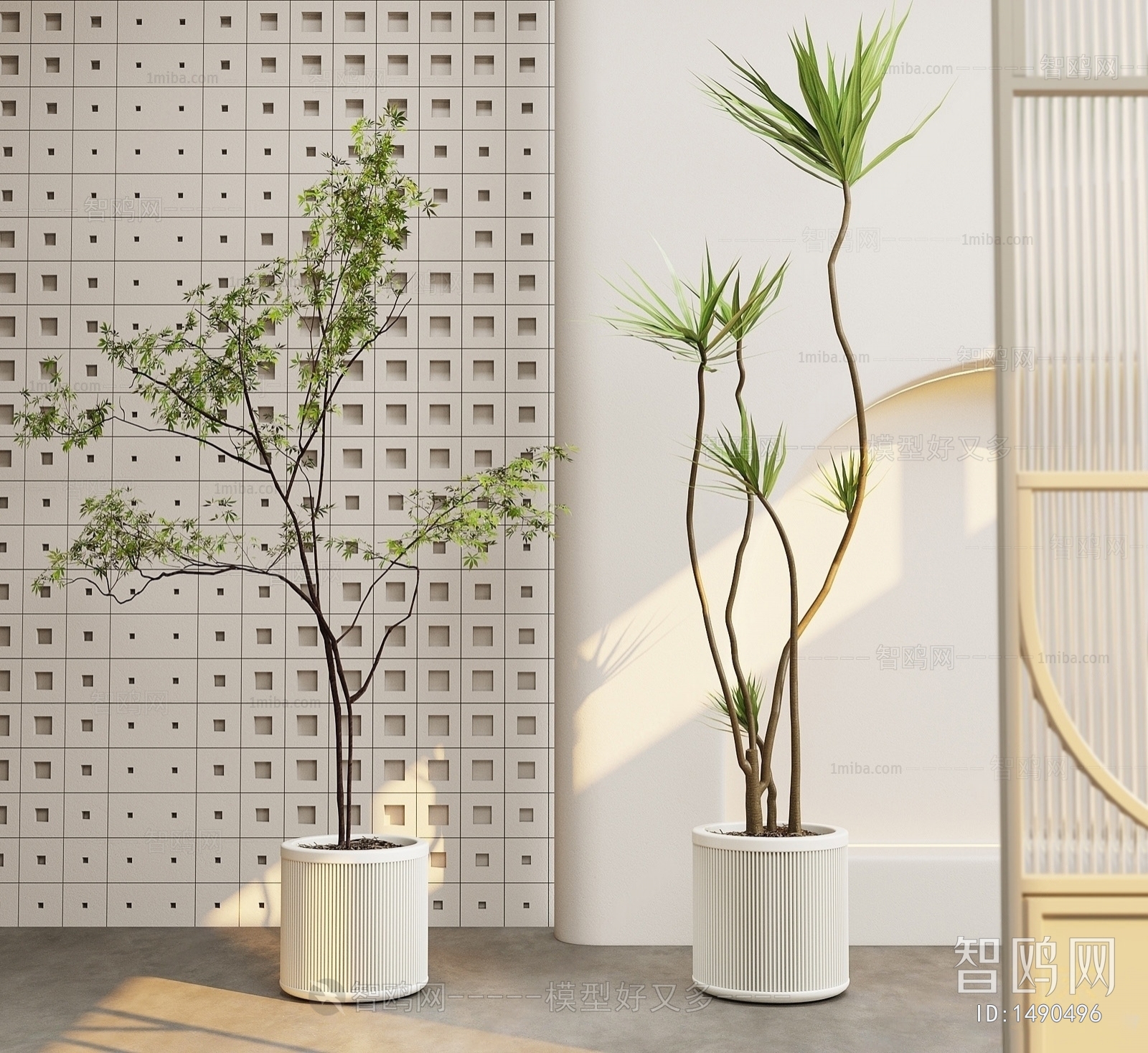 Modern Potted Green Plant