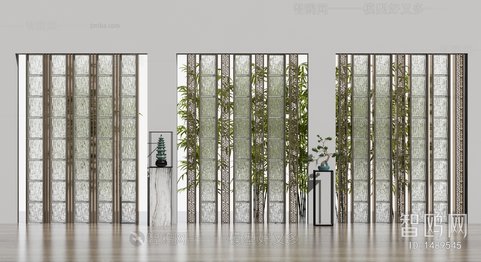 New Chinese Style Glass Screen Partition