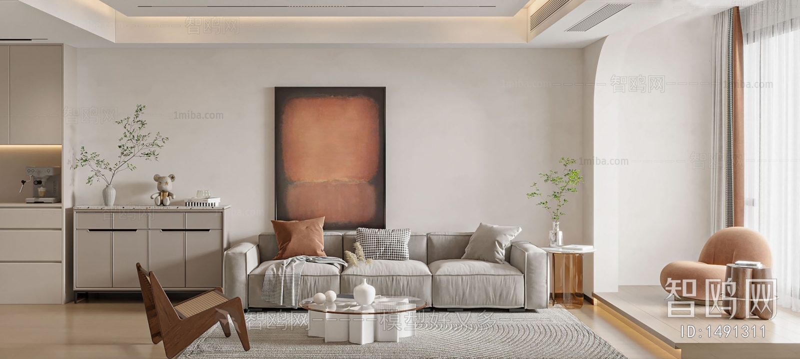 Modern Wabi-sabi Style A Living Room