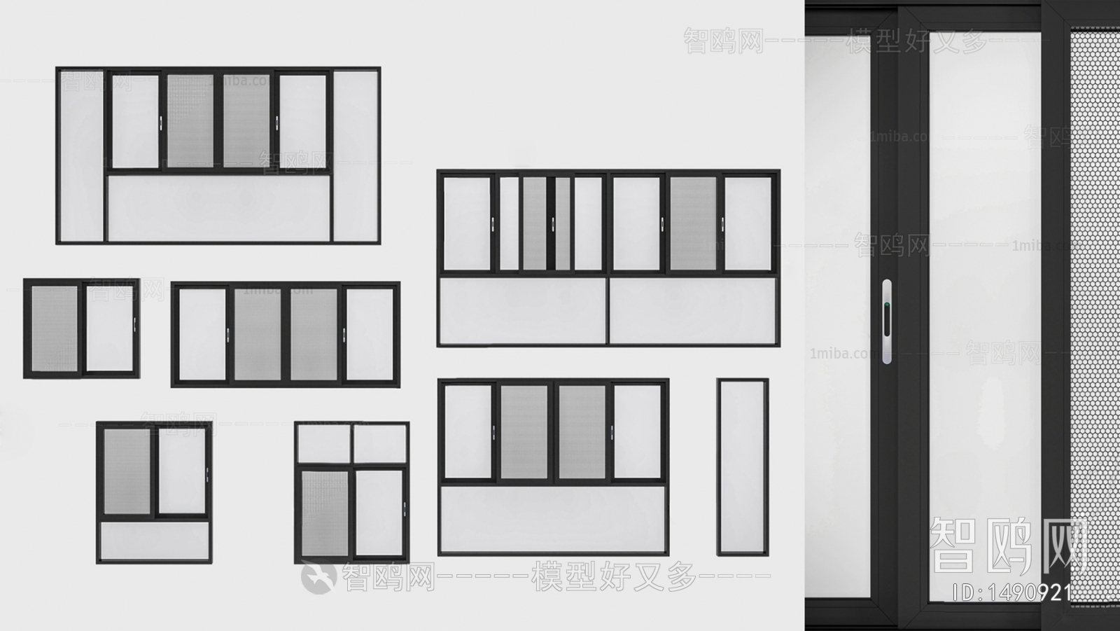 现代铝合金窗户组合