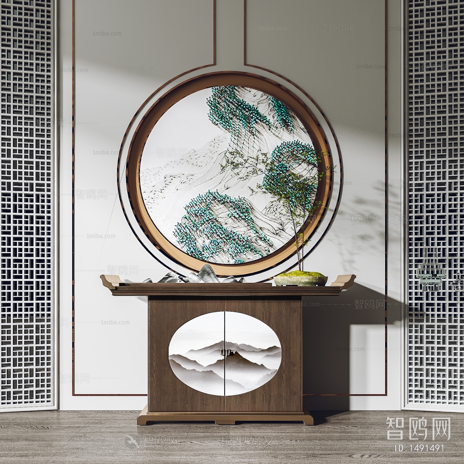 New Chinese Style Entrance Cabinet