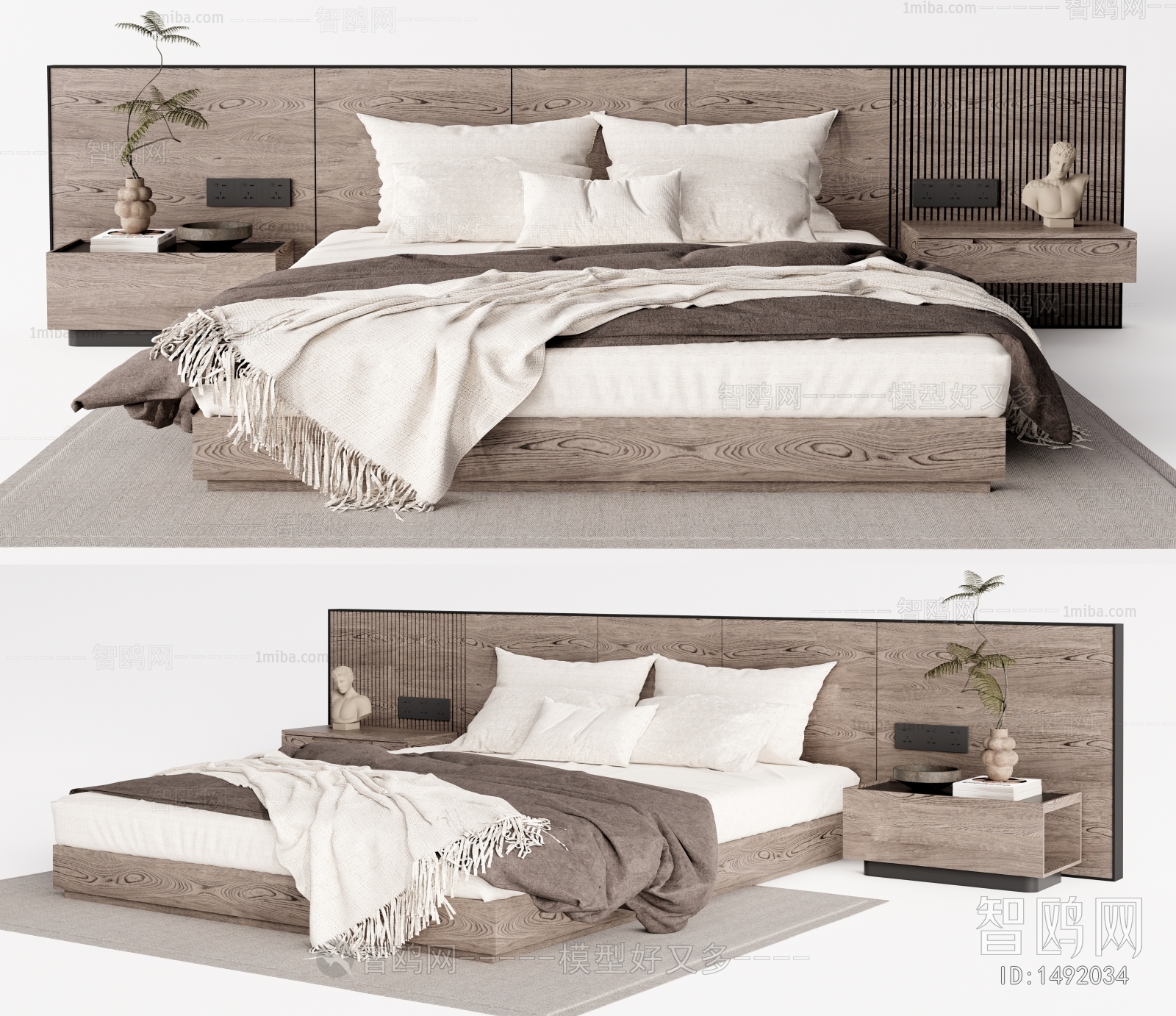 Wabi-sabi Style Double Bed