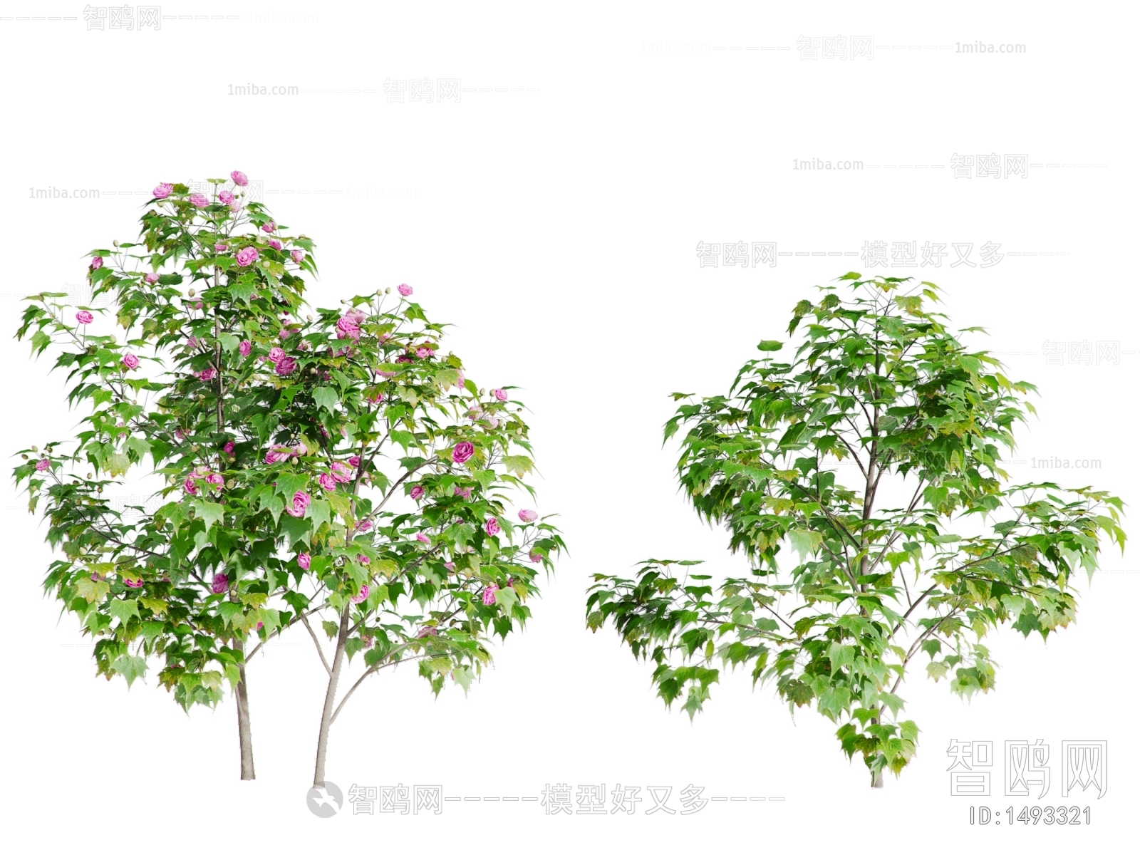 现代花树3D模型下载