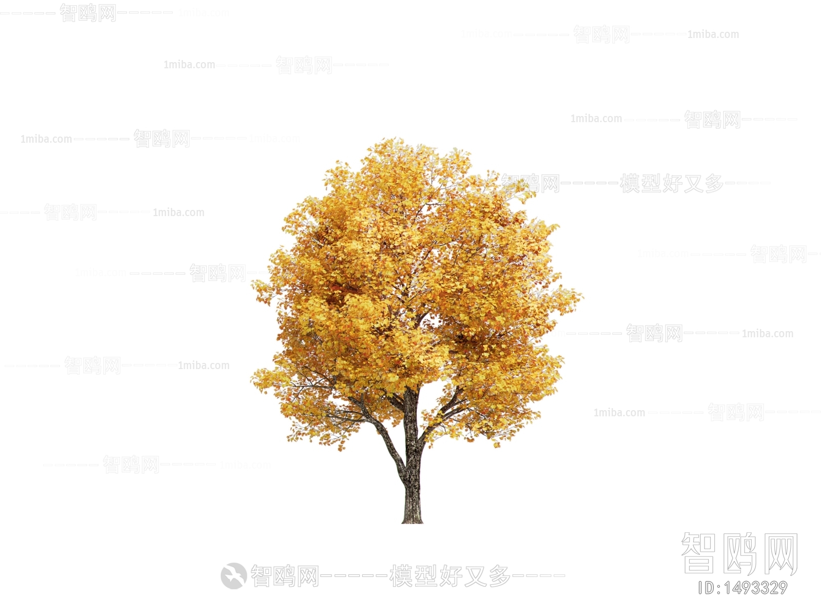 现代秋天树3D模型下载