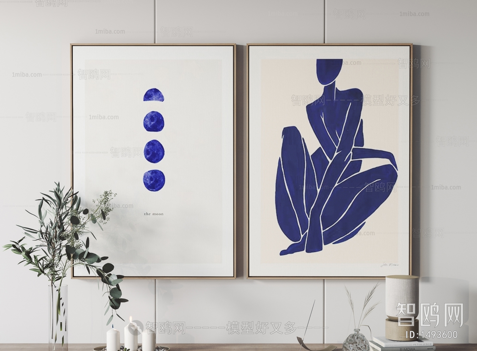 现代蓝色抽象艺术人体挂画