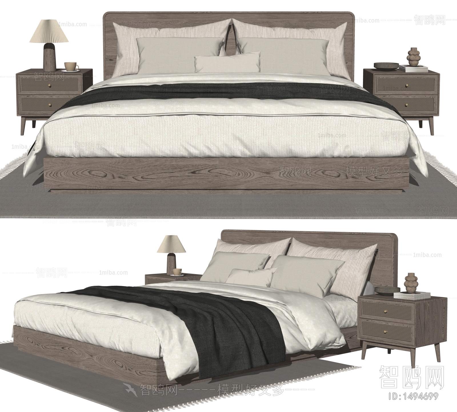 Wabi-sabi Style Double Bed