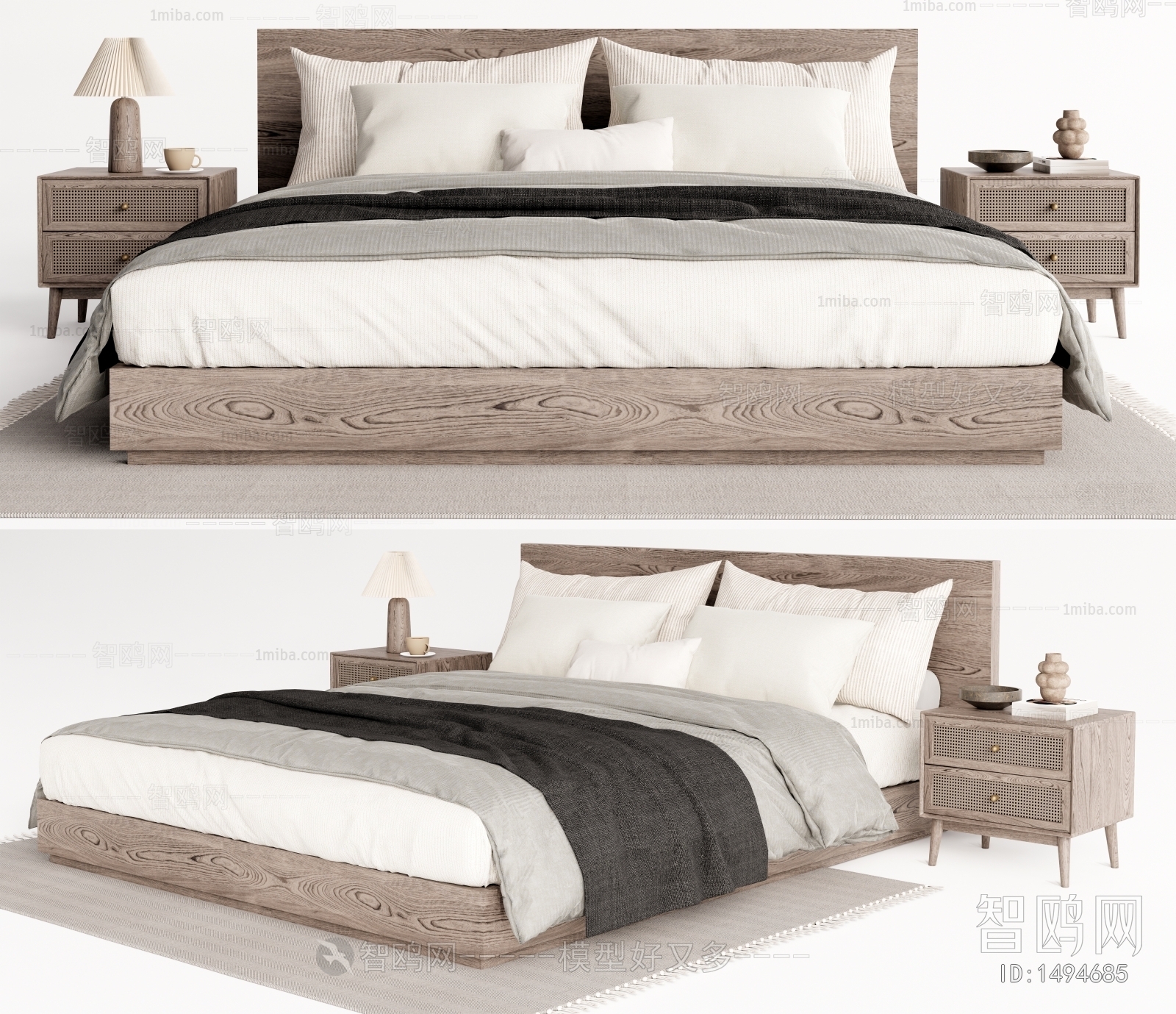 Wabi-sabi Style Double Bed