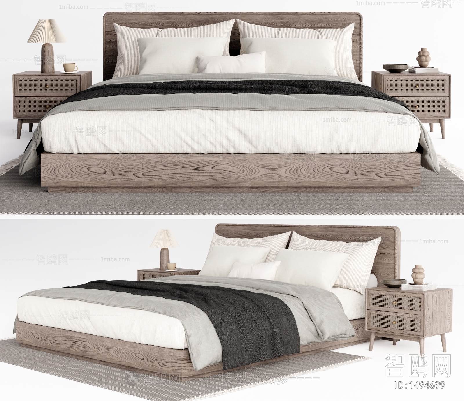 Wabi-sabi Style Double Bed