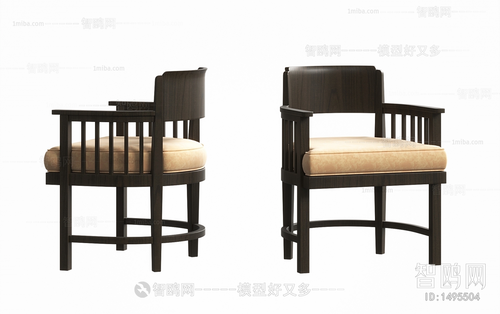 新中式木制单椅
