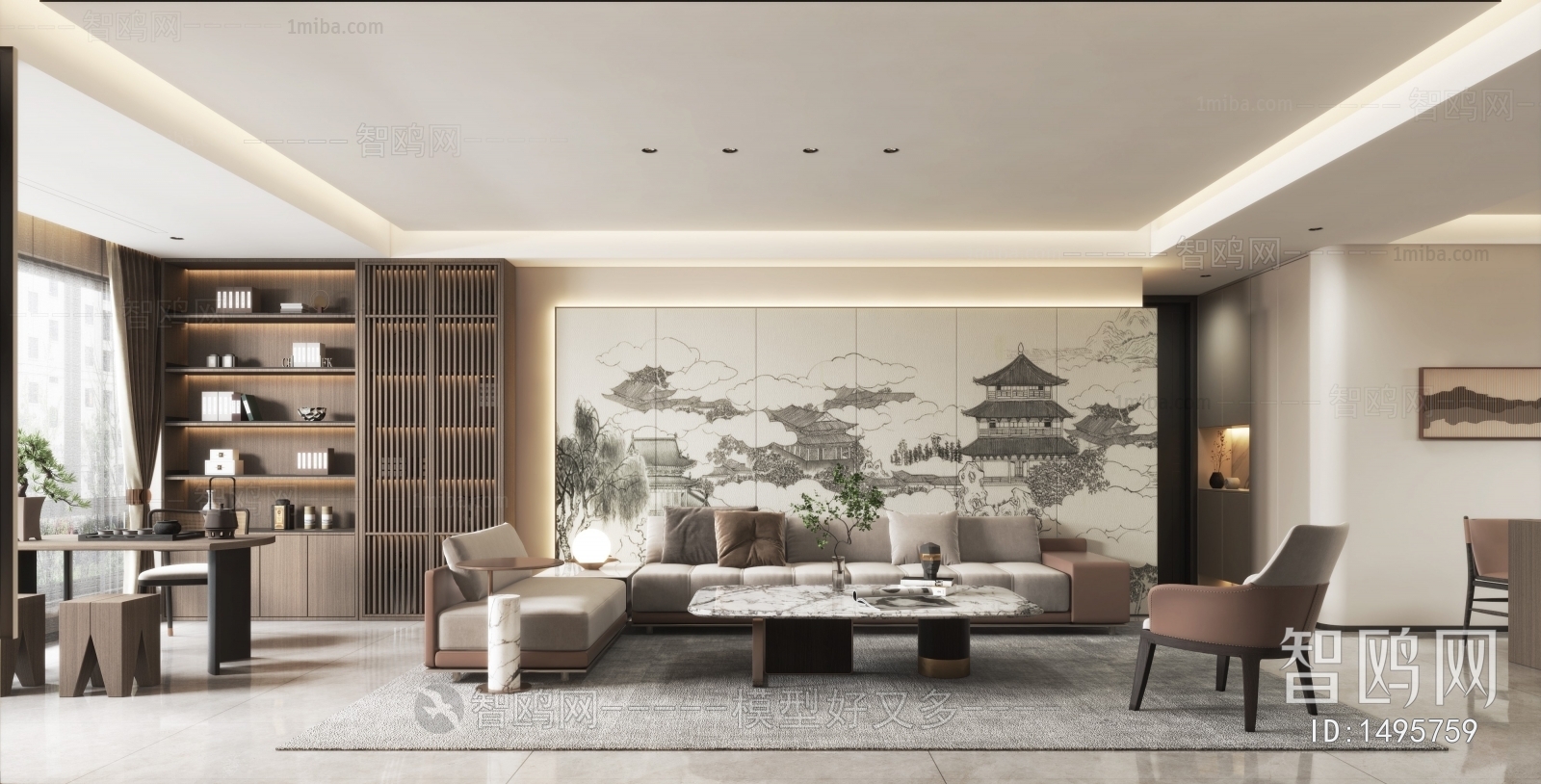 New Chinese Style A Living Room