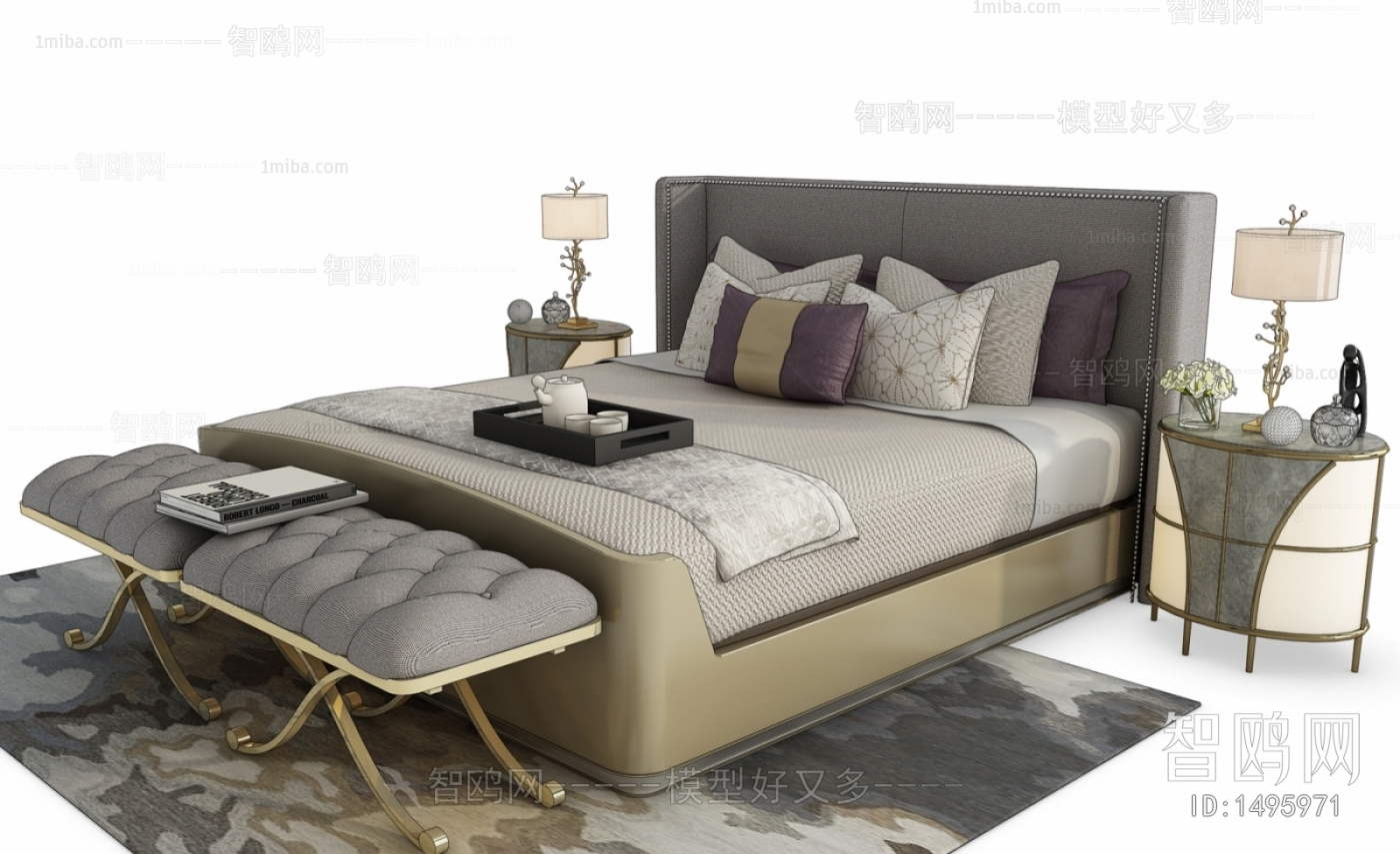 Simple European Style Double Bed