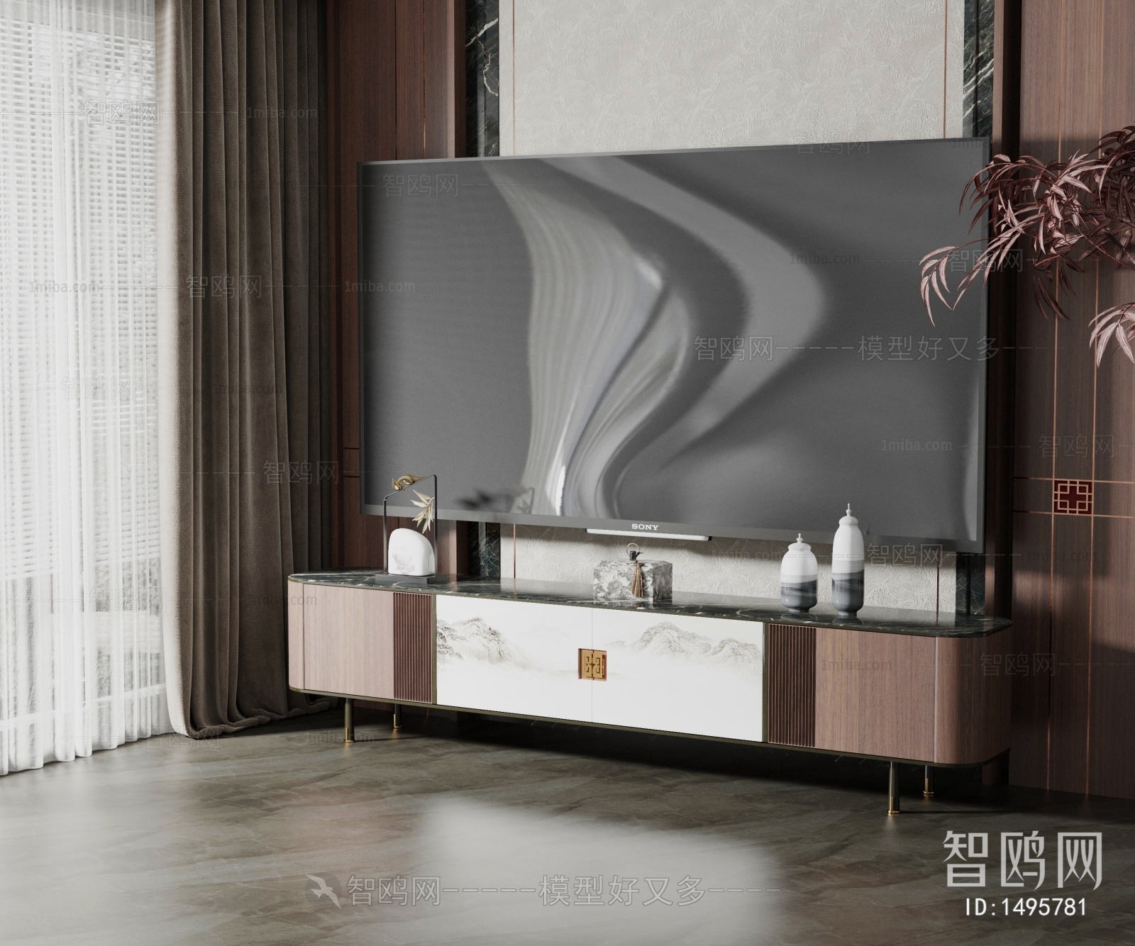 New Chinese Style TV Cabinet