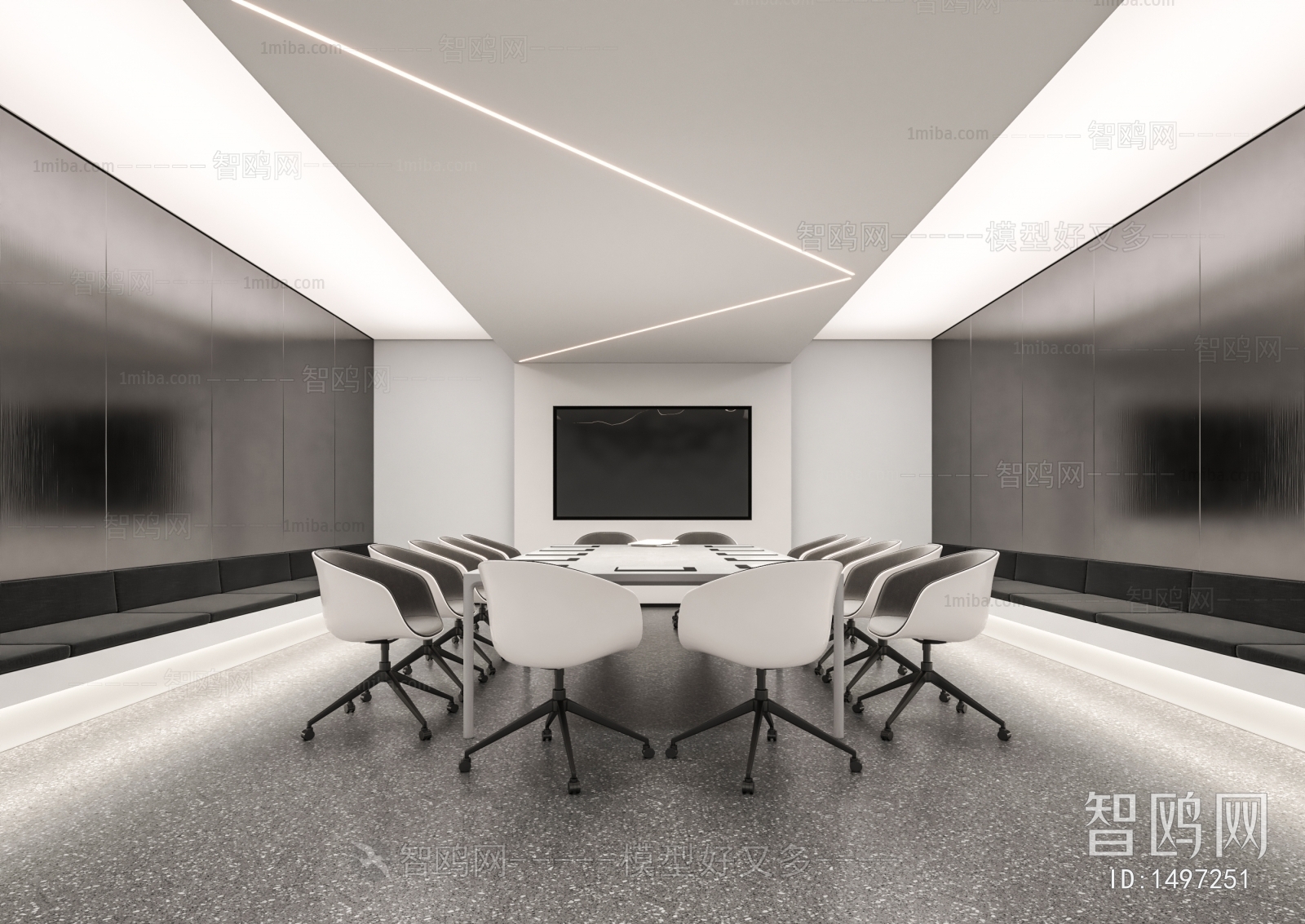 现代黑白灰会议室