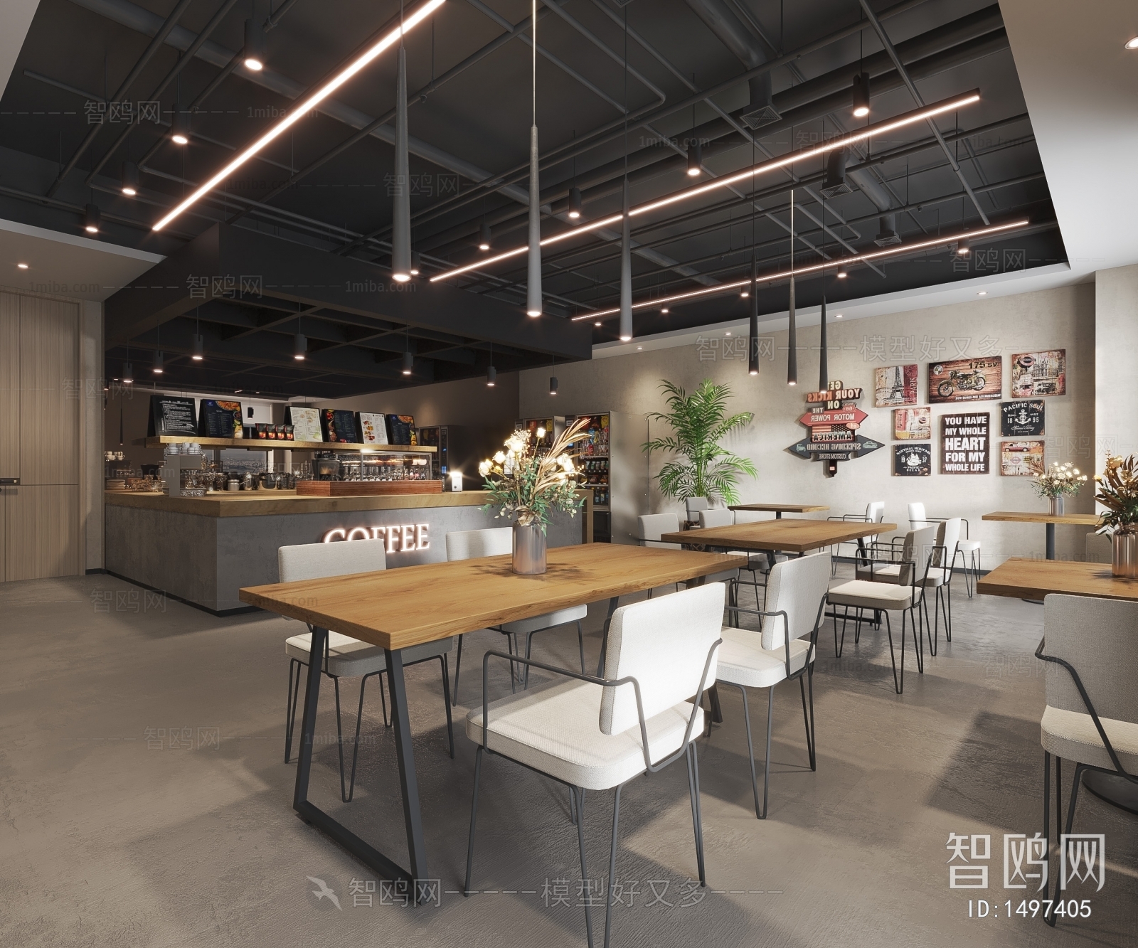 Modern Industrial Style Cafe