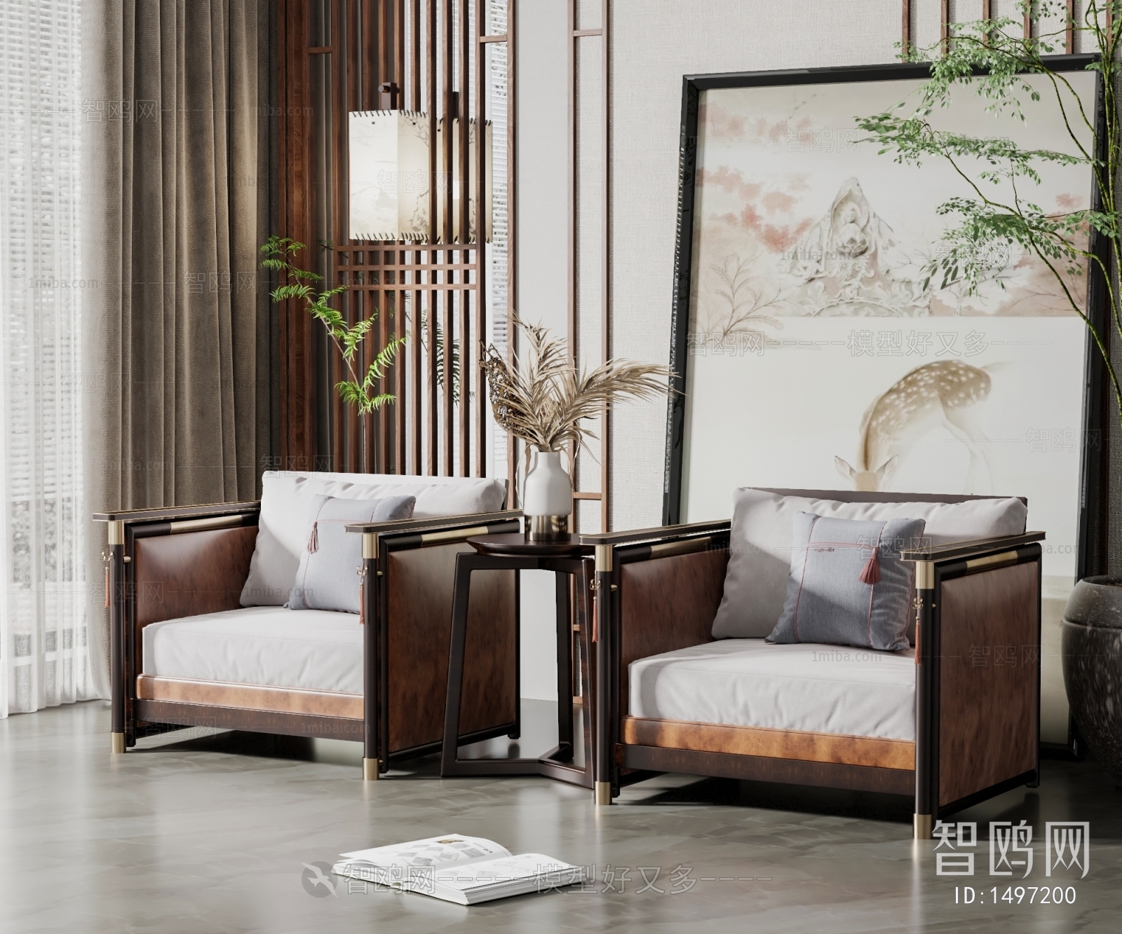 New Chinese Style Single Sofa