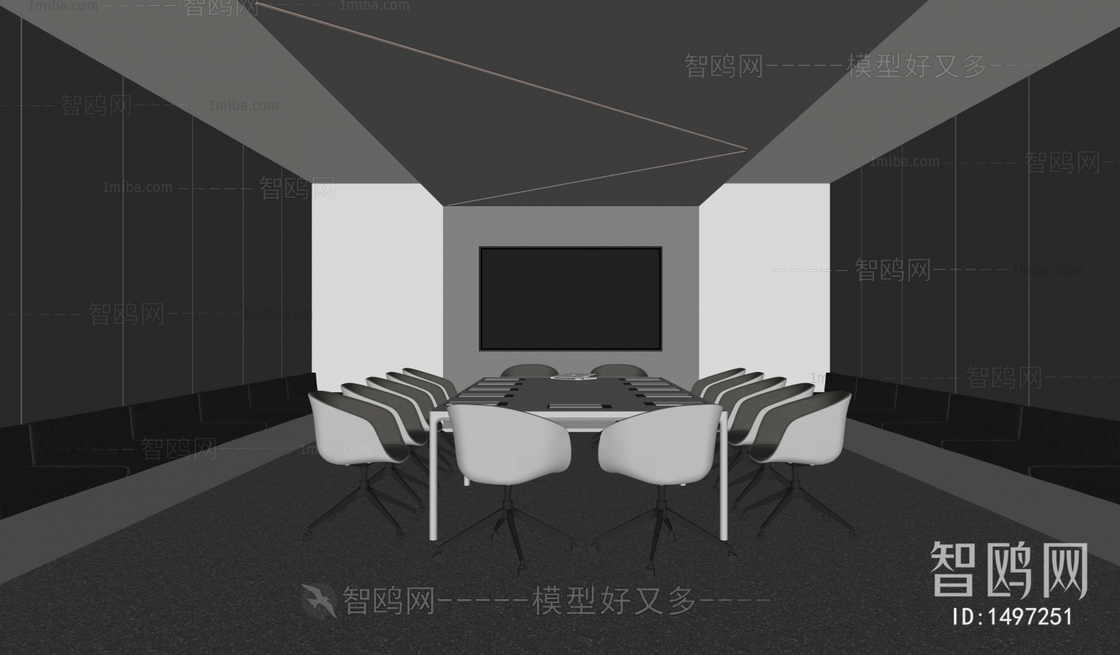 现代黑白灰会议室
