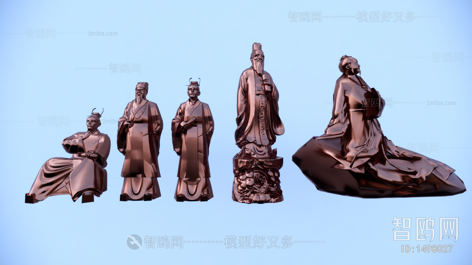中式古代名人雕塑