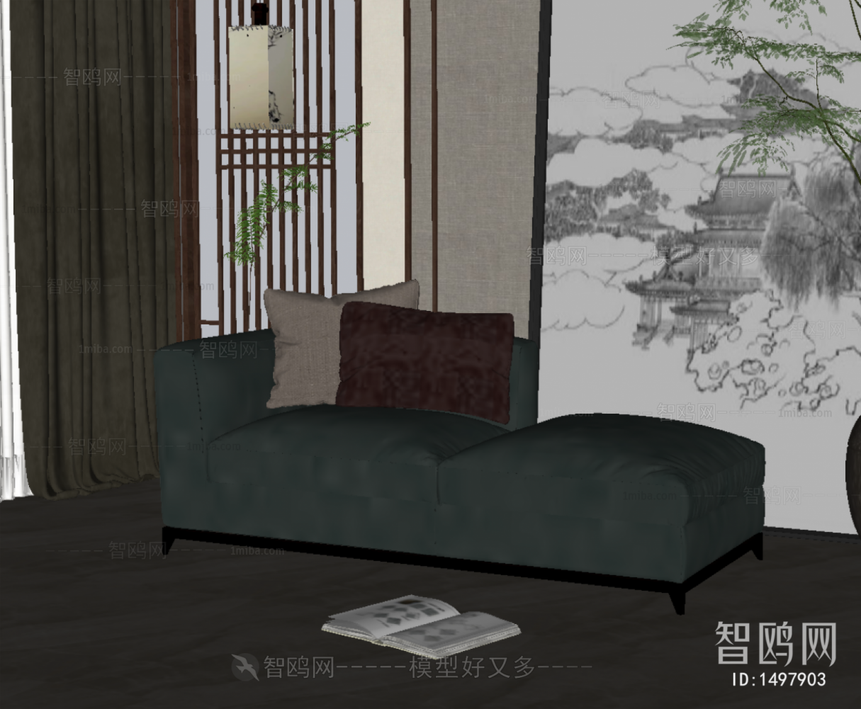 新中式贵妃沙发